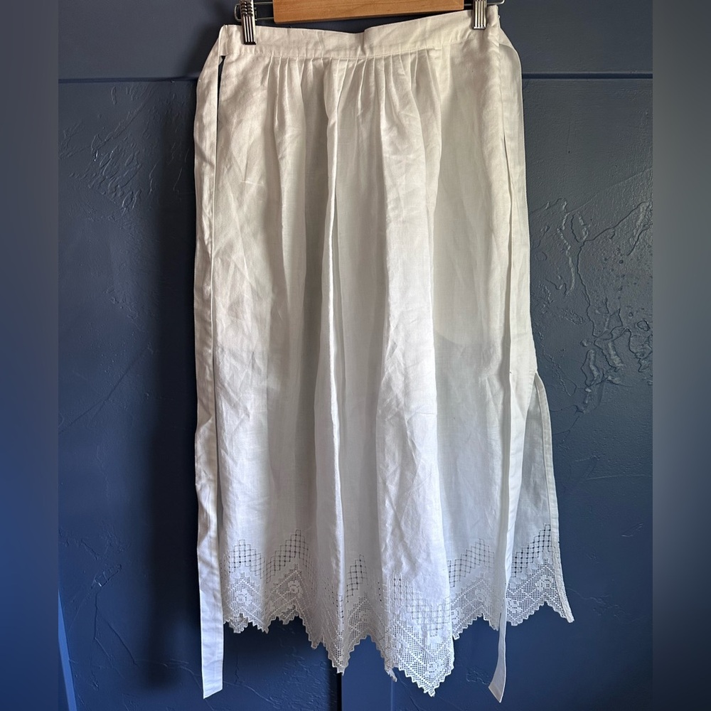 Rodier French White Lace Pleated Skirt Sz M/L